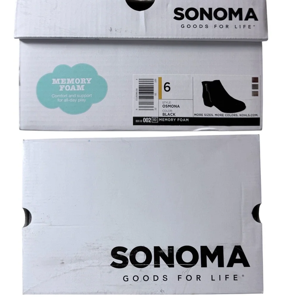 Sonoma Goods For Life Osmona Black Faux Suede Memory Foam Ankle Booties Girls 6